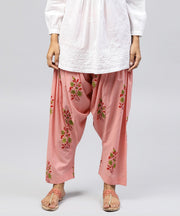 Peach printed Ankle length cotton Salwar
