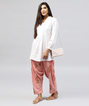 Peach printed Ankle length cotton Salwar
