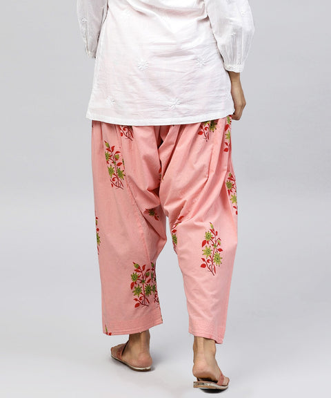 Peach printed Ankle length cotton Salwar