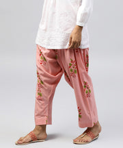 Peach printed Ankle length cotton Salwar