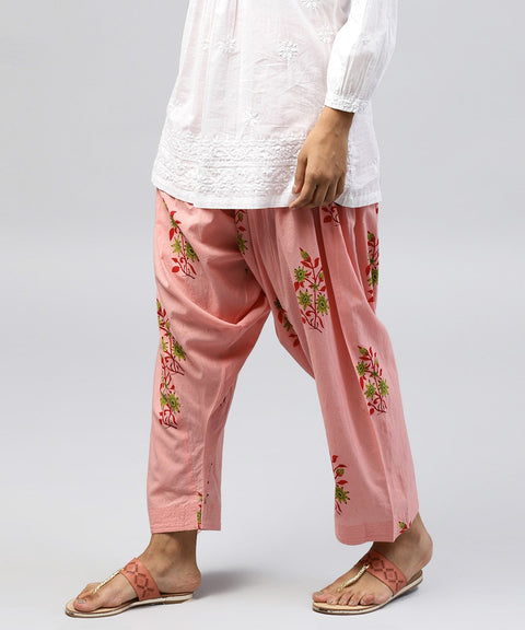 Peach printed Ankle length cotton Salwar