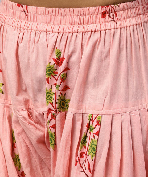 Peach printed Ankle length cotton Salwar