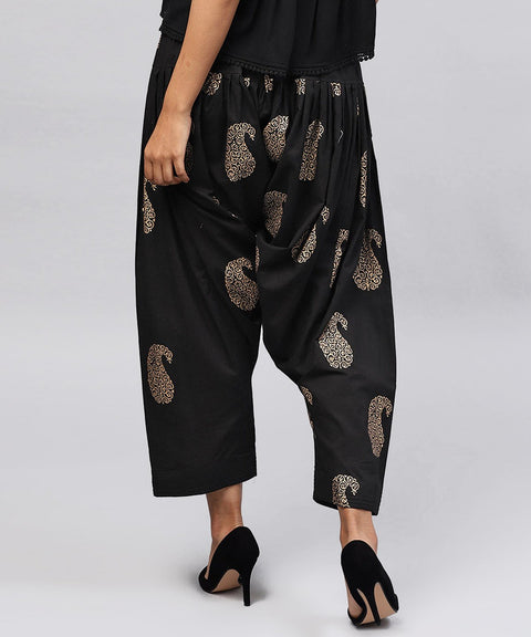 Black printed Ankle length cotton Salwar