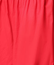 Brown printed half sleeve cotton kurta with maroon solid palazzo