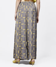 Grey printed ankle length cotton pallazo