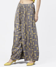 Grey printed ankle length cotton pallazo