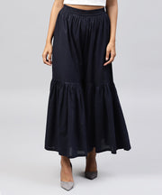 Navy blue cotton ankle length sharara