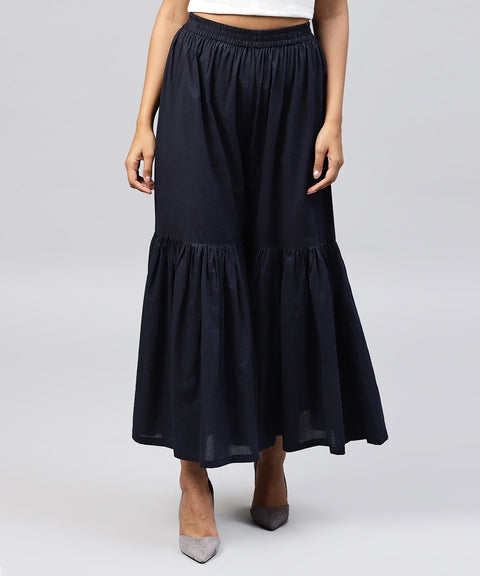 Navy blue cotton ankle length sharara