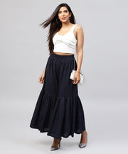 Navy blue cotton ankle length sharara