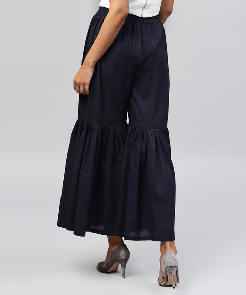 Navy blue cotton ankle length sharara