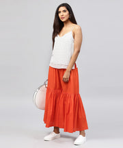 Solid Orange cotton ankle length sharara