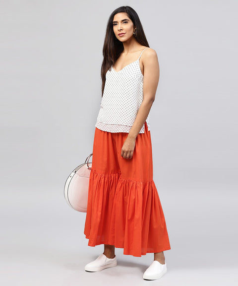 Solid Orange cotton ankle length sharara