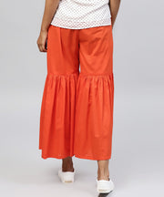 Solid Orange cotton ankle length sharara