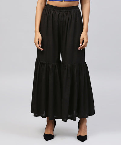 Solid Black cotton ankle length sharara