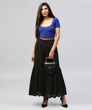 Solid Black cotton ankle length sharara