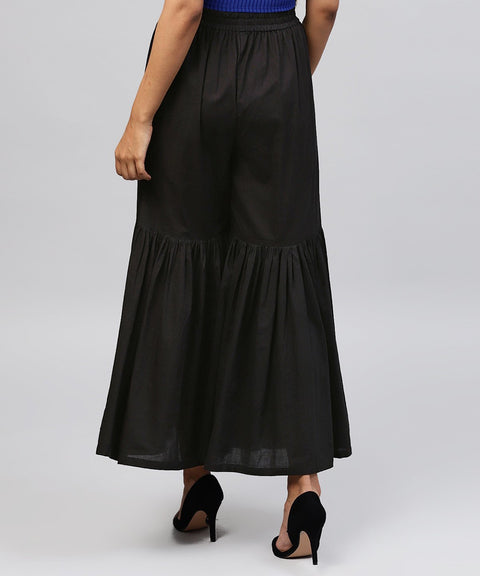 Solid Black cotton ankle length sharara