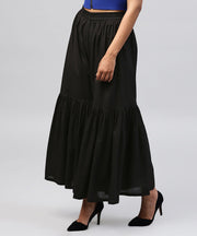 Solid Black cotton ankle length sharara