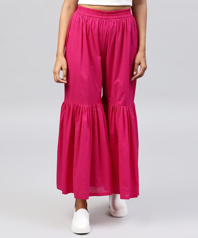 Solid Pink cotton ankle length sharara