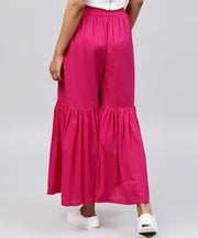 Solid Pink cotton ankle length sharara