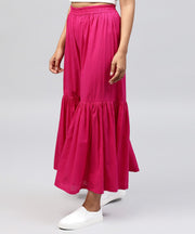Solid Pink cotton ankle length sharara