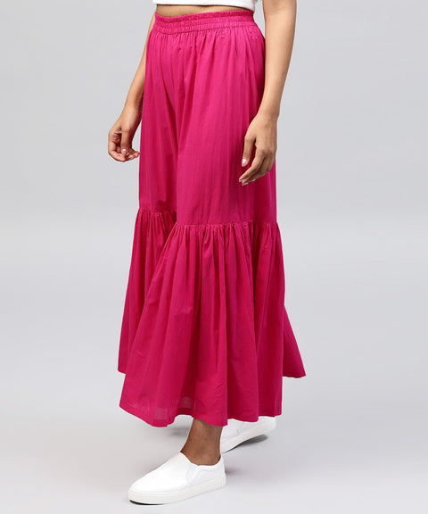 Solid Pink cotton ankle length sharara