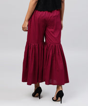 Solid Maroon cotton ankle length sharara