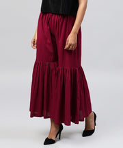 Solid Maroon cotton ankle length sharara