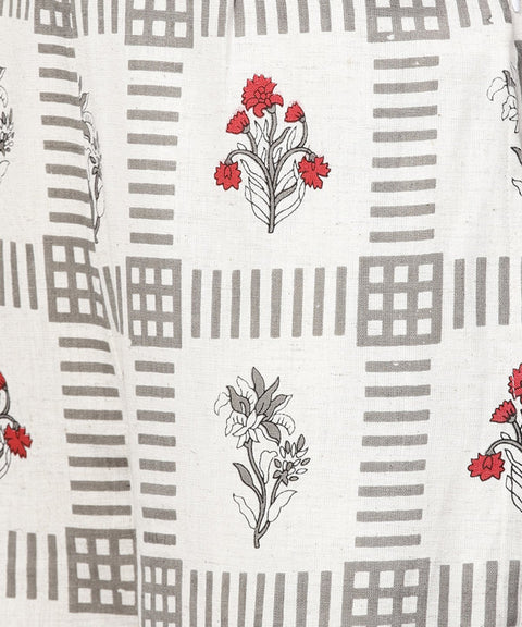 Red 3/4th sleeve tops with off white printed palazzo