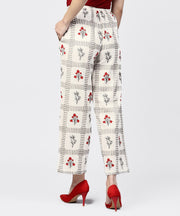 Off white printed ankle length regular fit pallazo