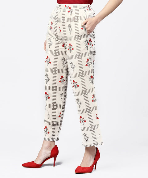 Off white printed ankle length regular fit pallazo
