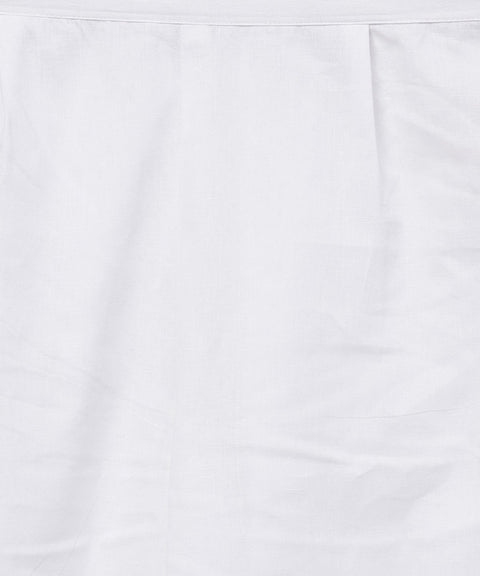 Blue printed gathered A-line kurta with white palazzo