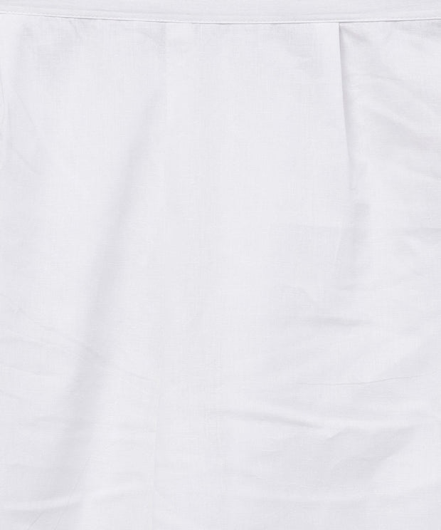 Blue printed gathered A-line kurta with white palazzo