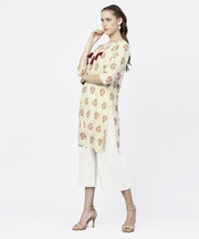 Off white printed 3/4th sleeve tunic