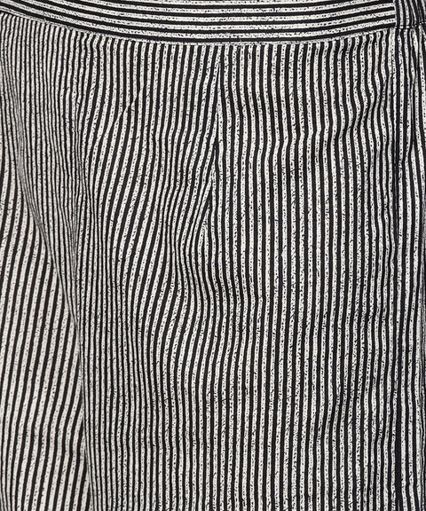 Black striped full sleeve A-line top with regular fit palazzo set