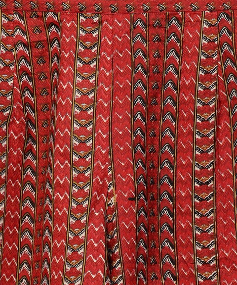 Maroon printed half cold shoulder sleeve low-high kurta with printed palazzo set