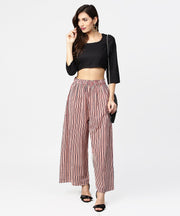 Blue striped printed ankle length cotton regular fit palazzo