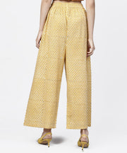 Yellow  printed ankle length cotton regular fit palazzo