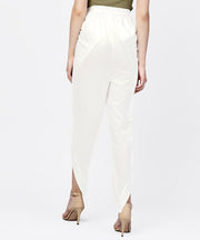 Solid White ankle length cotton tulip pant