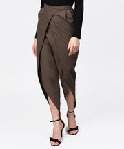 Solid black ankle length cotton tulip pant