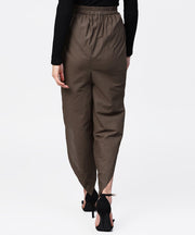 Solid black ankle length cotton tulip pant