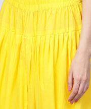 Solid Yellow ankle length cotton dhoti pant