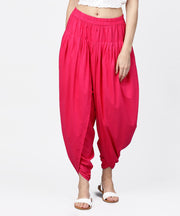Solid rani Pink ankle length cotton dhoti pant