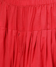Solid crimson red ankle length cotton dhoti pant