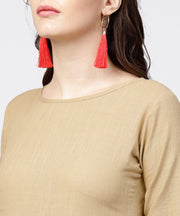 Mustard yellow 3//4th sleeve hand block printed kurta with hand block printed palazzo set