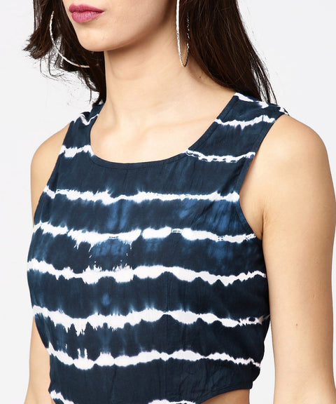 Navy blue dyed half sleeve cotton maxi dress