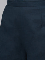 Magenta printed Kurta set with navy blue palazzo