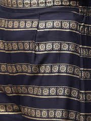 Navy blue gold printed 3/4th sleeve cotton kurta with ankle length Palazzo