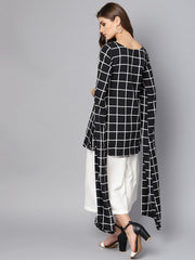Black checked kurta set with White Cullotes