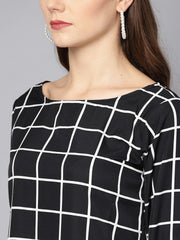 Black checked kurta set with White Cullotes