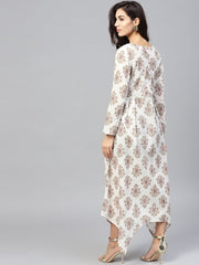 Multi Printed Maxi Dress with Round neck and full sleeves
